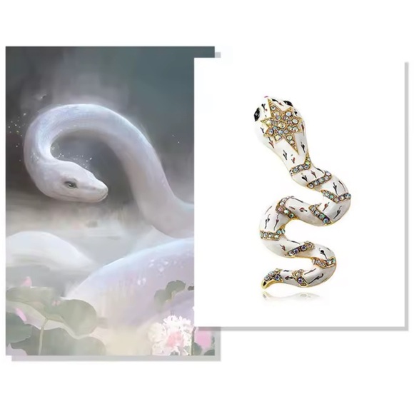 Serpenti White Gold Crystal Mystic Snake Brooch - Picture 5 of 6